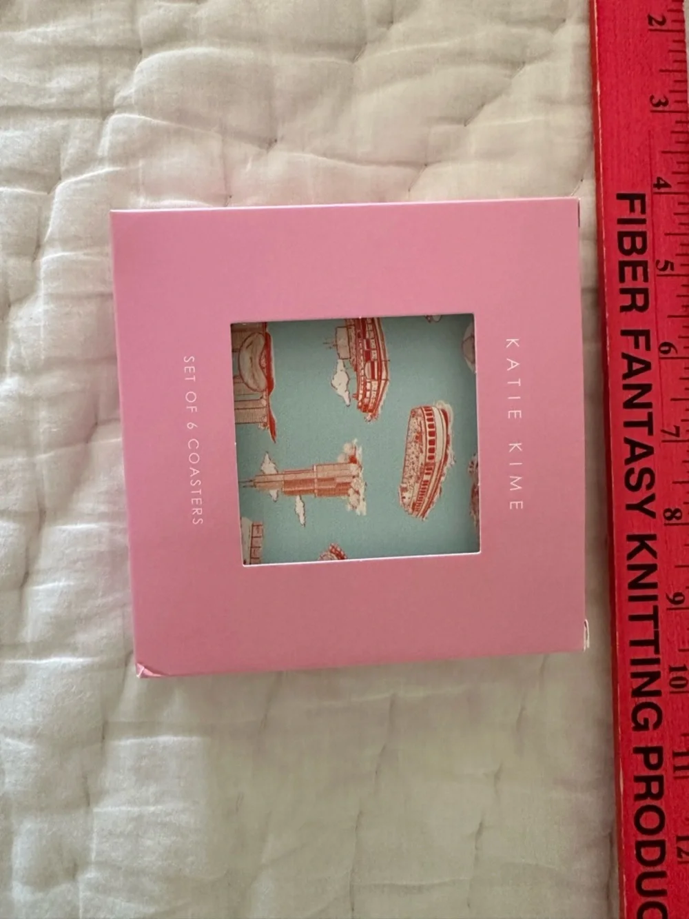 Katie Kime Square Chicago Toile Coaster Set NIB